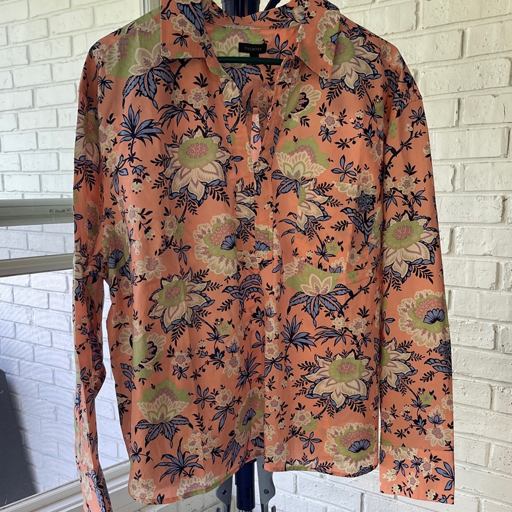 Talbots Pink and Blue Floral Blouse
